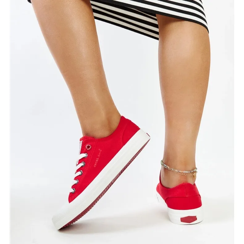 Baskets Cross Jeans femme rouges
