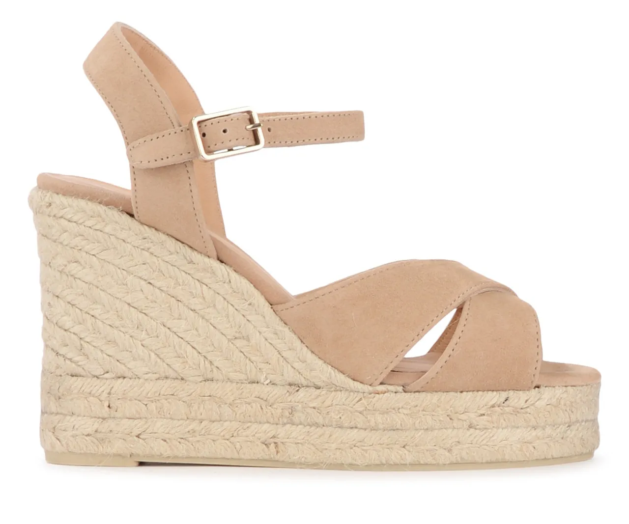 Castañer Sandale à semelle compensée Blaudell en daim beige