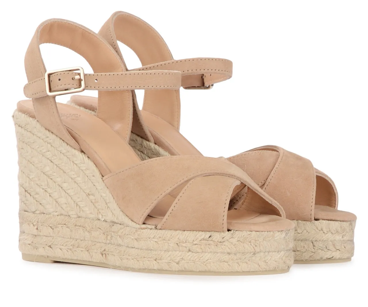 Castañer Sandale à semelle compensée Blaudell en daim beige