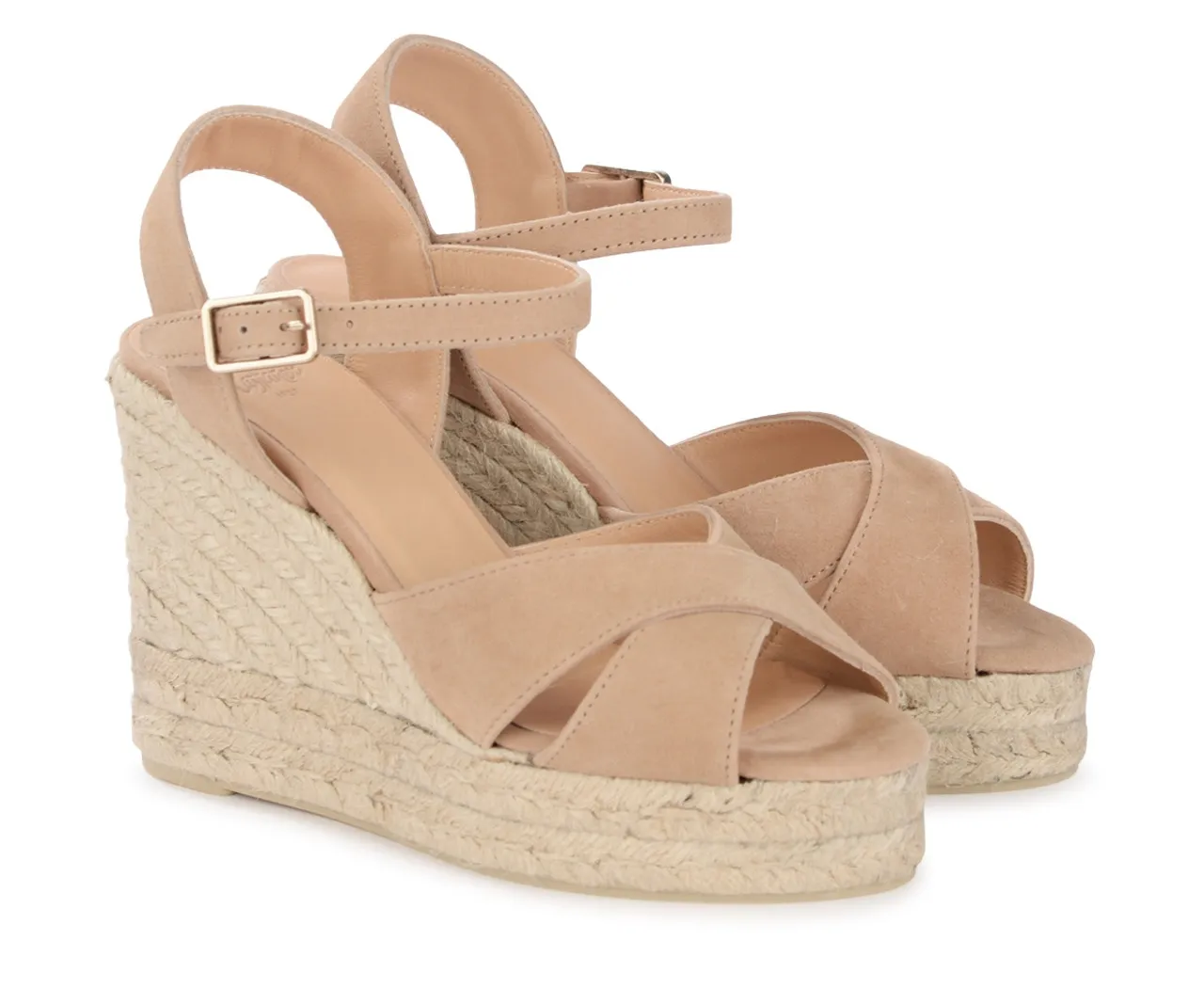 Castañer Sandale à semelle compensée Blaudell en daim beige
