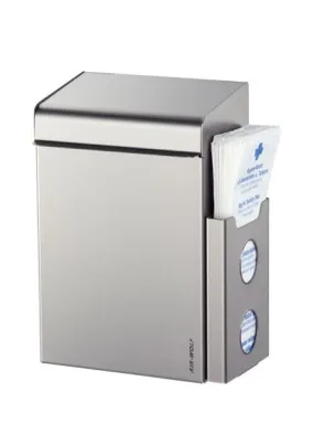 Conteneur à déchets hygiéniques Air Wolf avec distributeur de sacs série Lobo avec support de sac à l&#039;avant : H x L x P