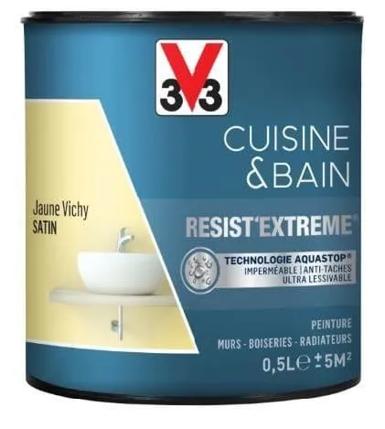 Peinture Cuisine&bain Resist'Extrême Jaune Vichy satin 0,5L