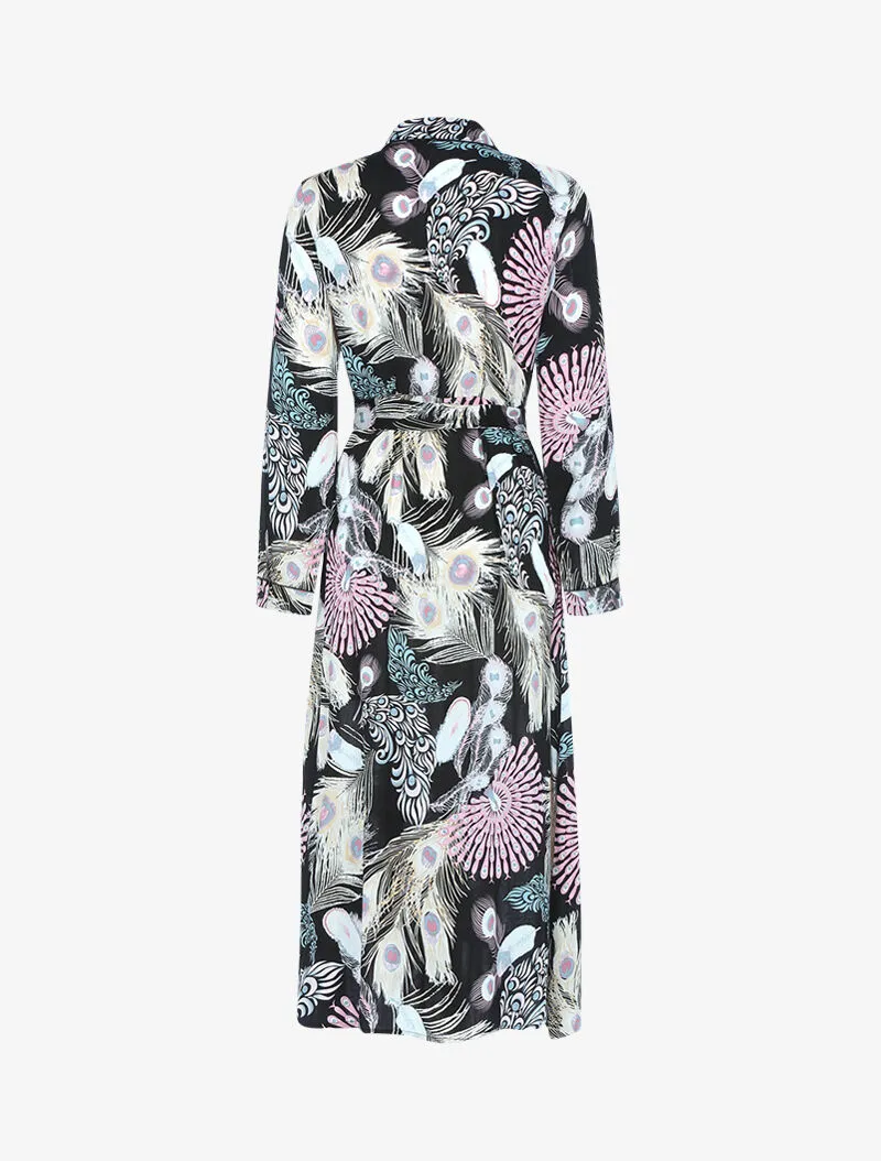 Robe à imprimé plume de paon - noir