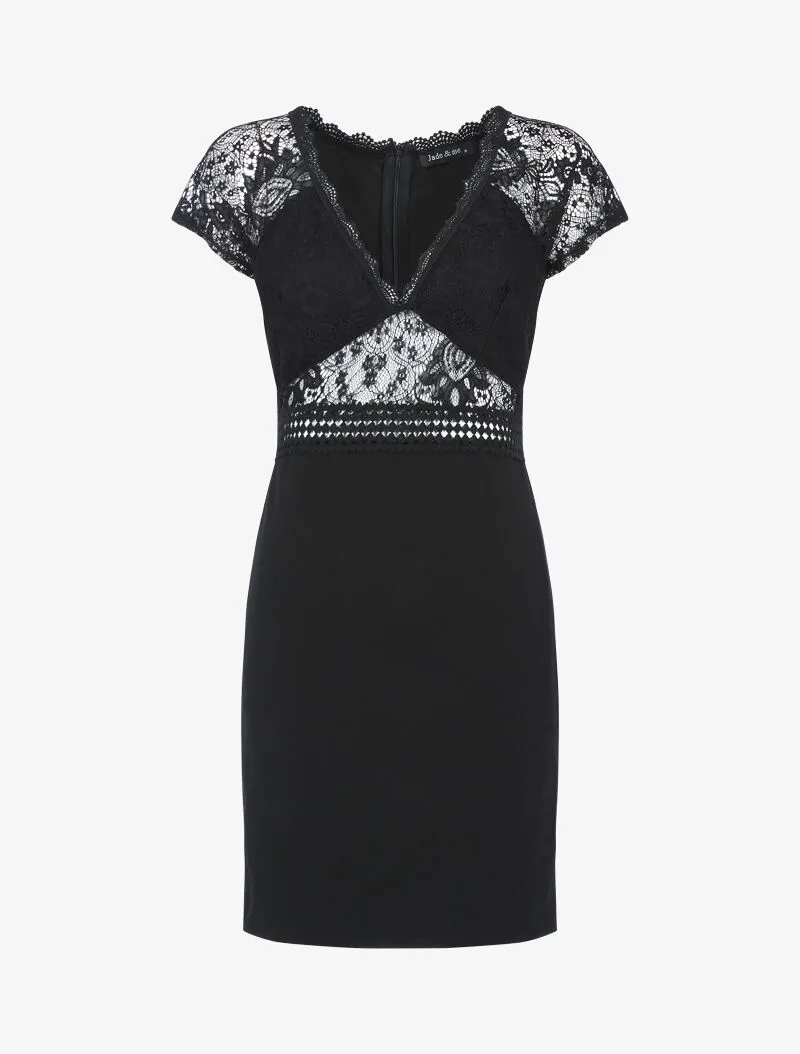 Robe fourreau à buste ajourée - noir