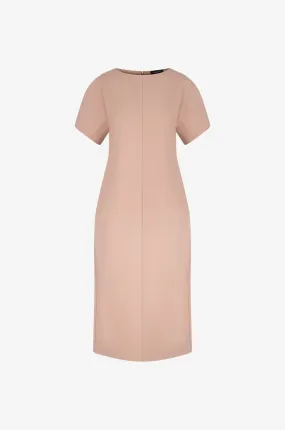 Robe fourreau en laine mélangée à manches courtes