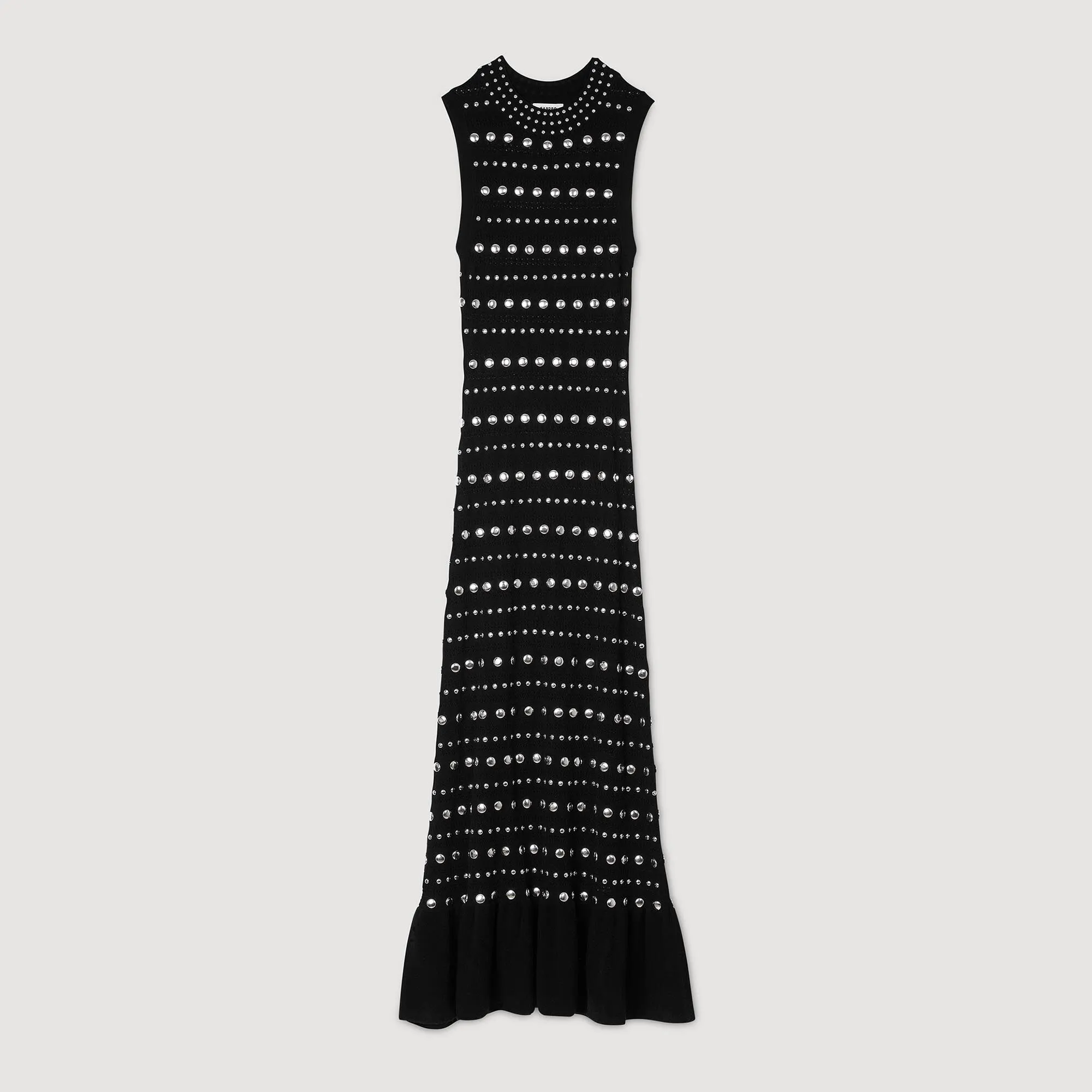 Robe longue en maille ornée de studs
