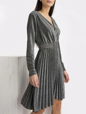 Robe pailletée à bas gaufré - argent