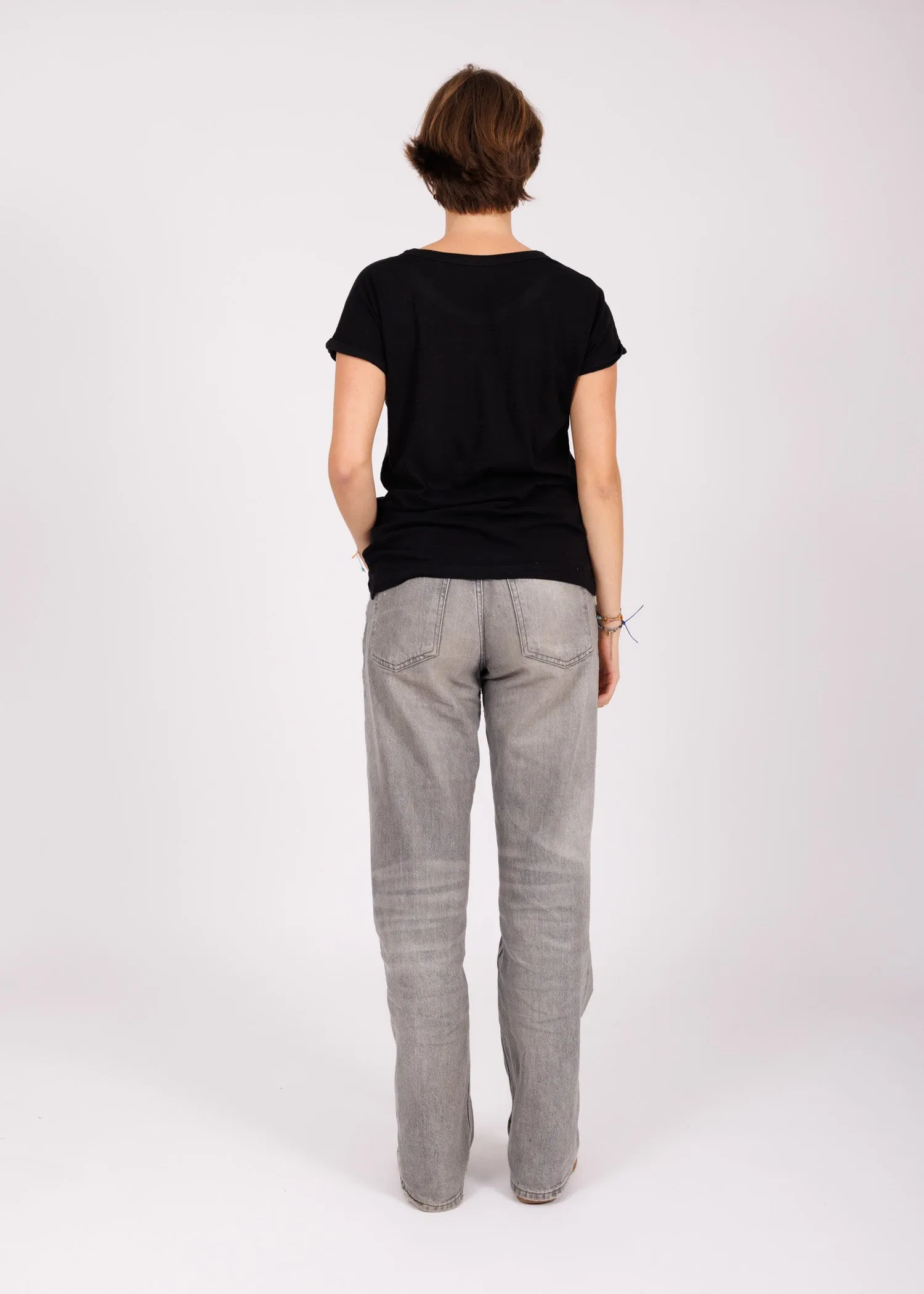 T-shirt girl black - white Fingers Radio