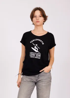T-shirt girl black - white Fingers Radio